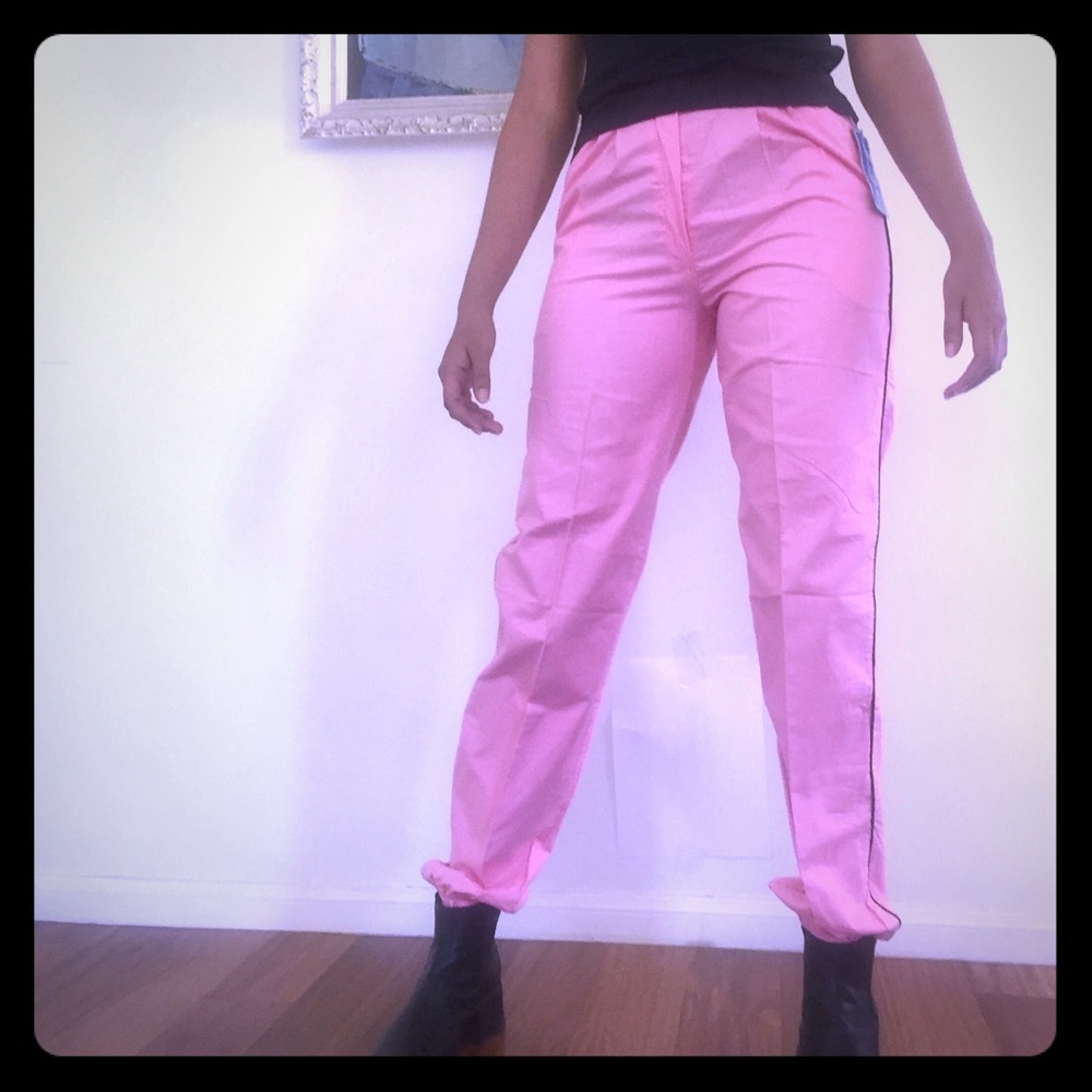 Vintage 80s Pink Jogger Pants Unused 5 6 S